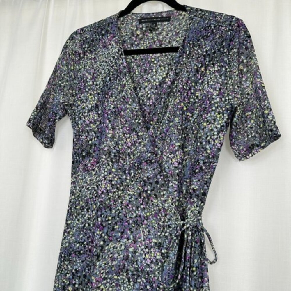 WHBM Abstract Mesh Tiered Wrap Midi Dress 6‎ Fairy Grunge Pointillist Whimsigoth - Picture 3 of 13